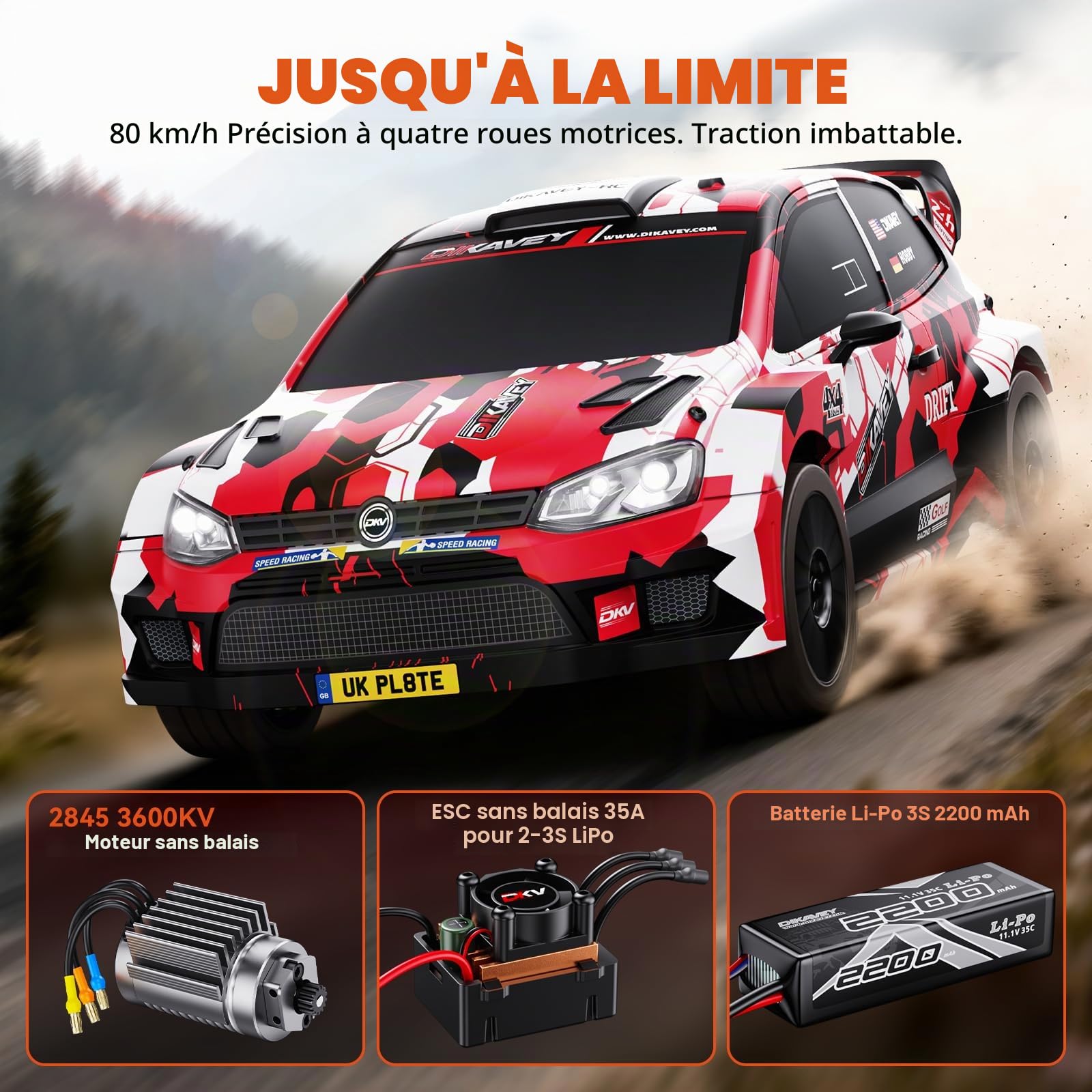 Voiture radiocommandée brushless 1/12 pour Adultes， Buggy radiocommandé Rapide （jusqu'à 80 km/h）， Tout-Terrain， Camion radiocommandé 4x4 avec Batterie 3S