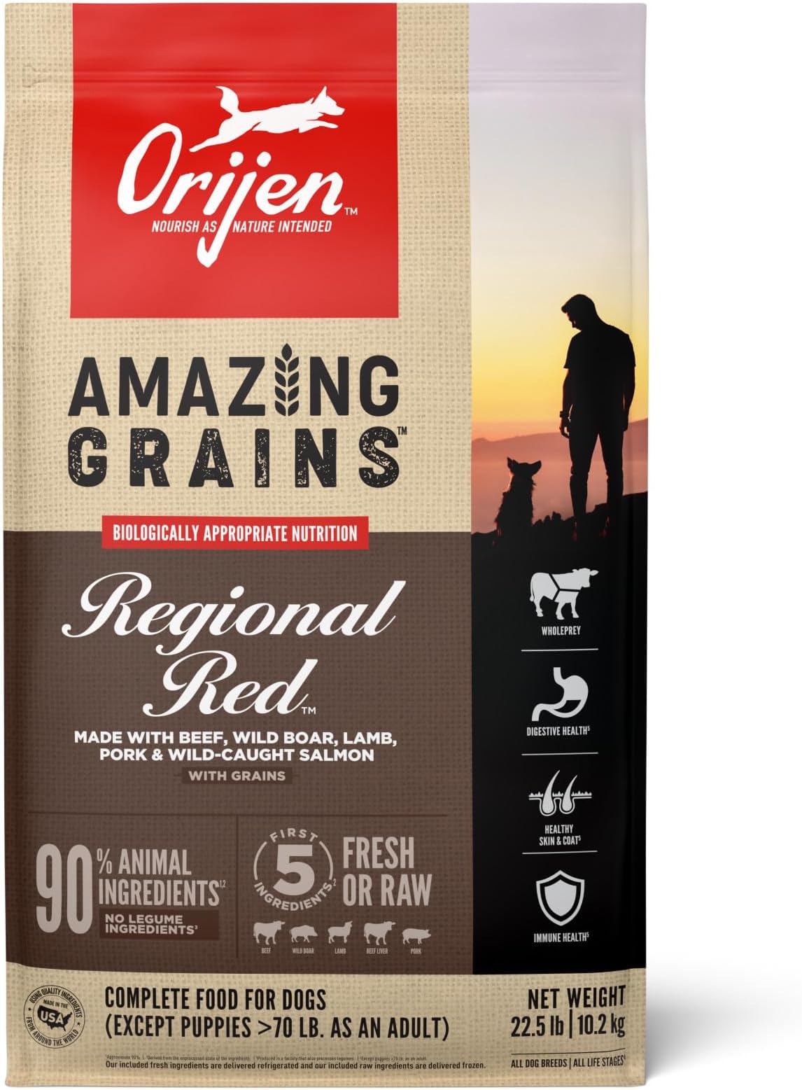 Amazing Grains High Protein Dry Dog Food Regional Red Recipe 22.5lb Bag