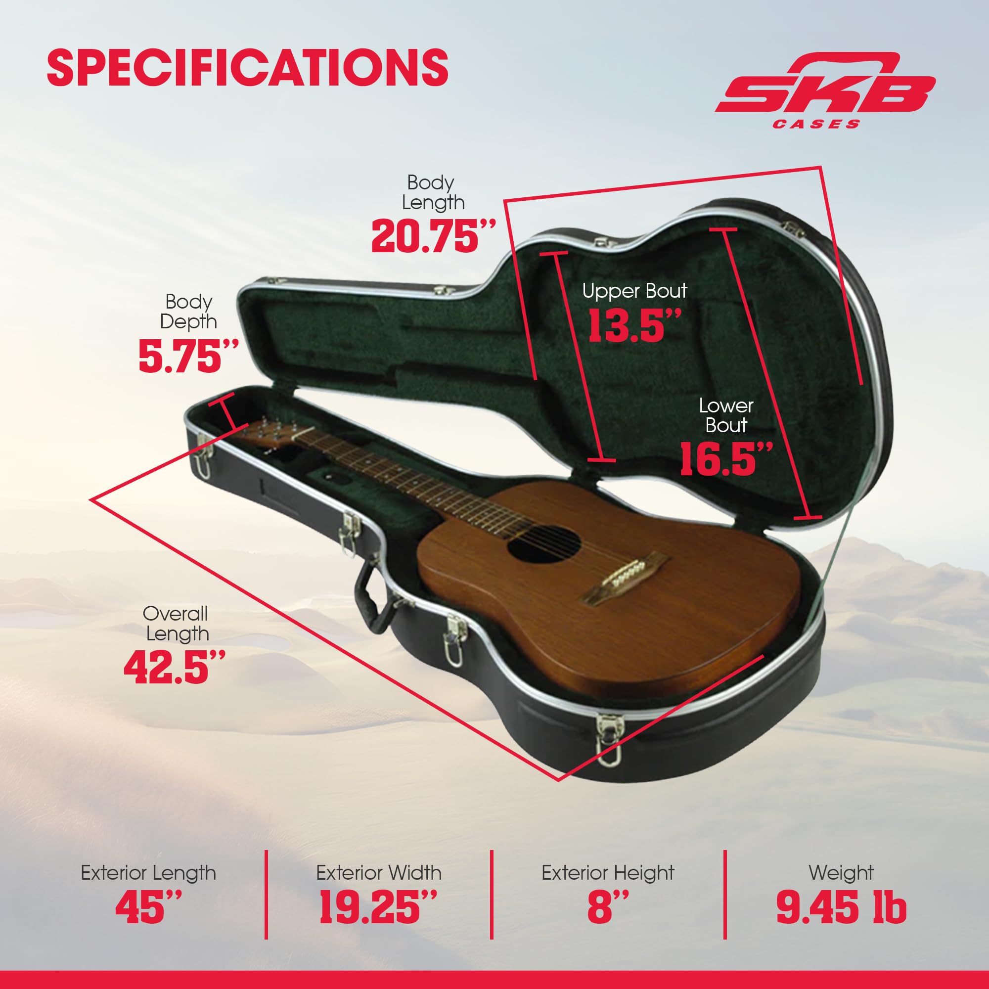 【美品】AeroBand Guitar フルセット（専用ケース・マイク付） Amazon.com: SKB Hardshell Travel Case for Dreadnought Acoustic