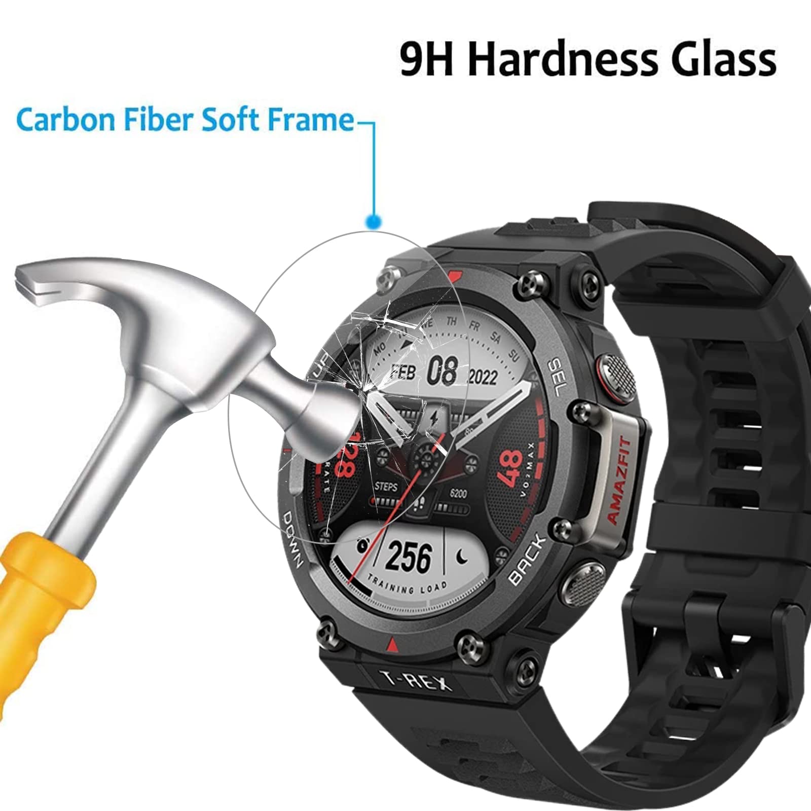 3 Pezzi Vetro Temperato Per Amazfit T-Rex 2 - Pellicola Protettiva [Edge To Edge] 9H Anti-Graffio E Anti-Impronta - Kit Con Panno E Salviette
