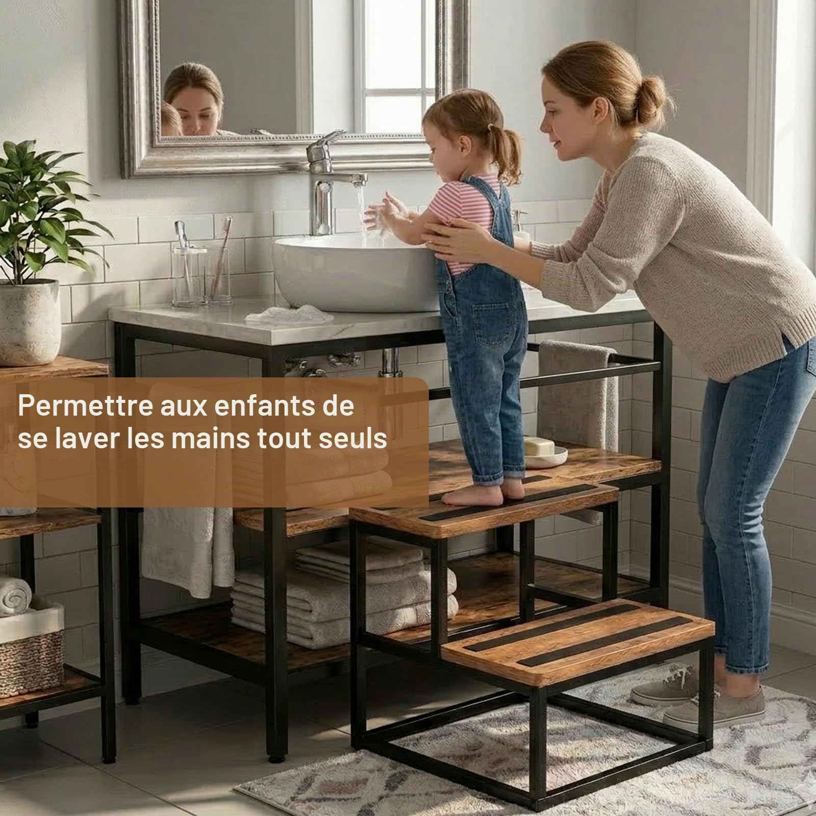 Marches de Spa antidérapantes 226kg Tabouret Robuste Cadre en métal Accessoires Caravane Camping-Car