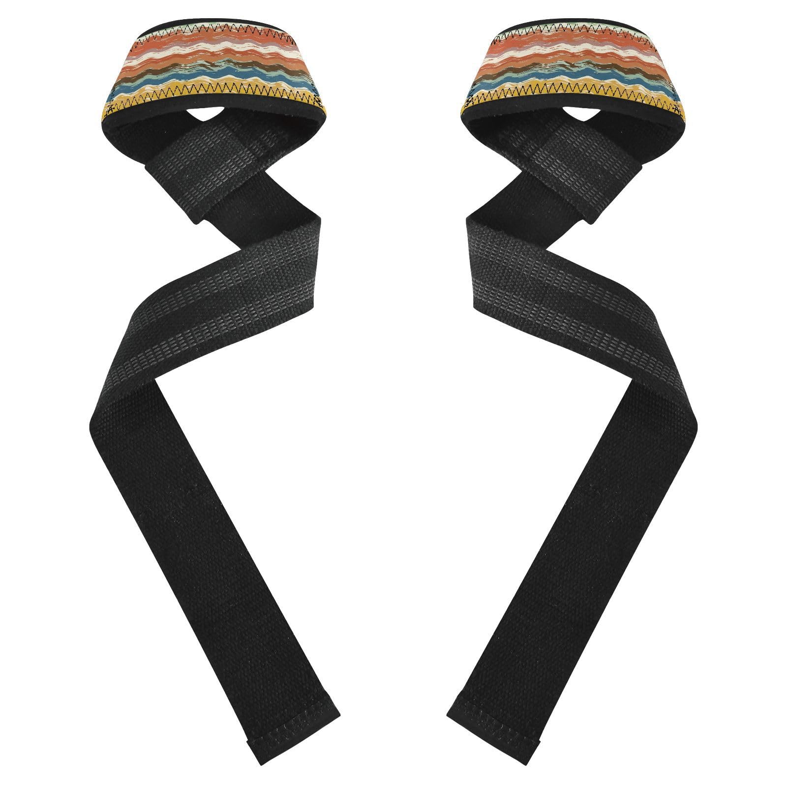 STAYTOP Colorful Stripes Wrist Straps for Weightlifting,Lifting Straps with Neoprene Cushioned Wrist Padded and Anti-Skid Silicone for Strength Training,Bodybuilding,Deadlifting