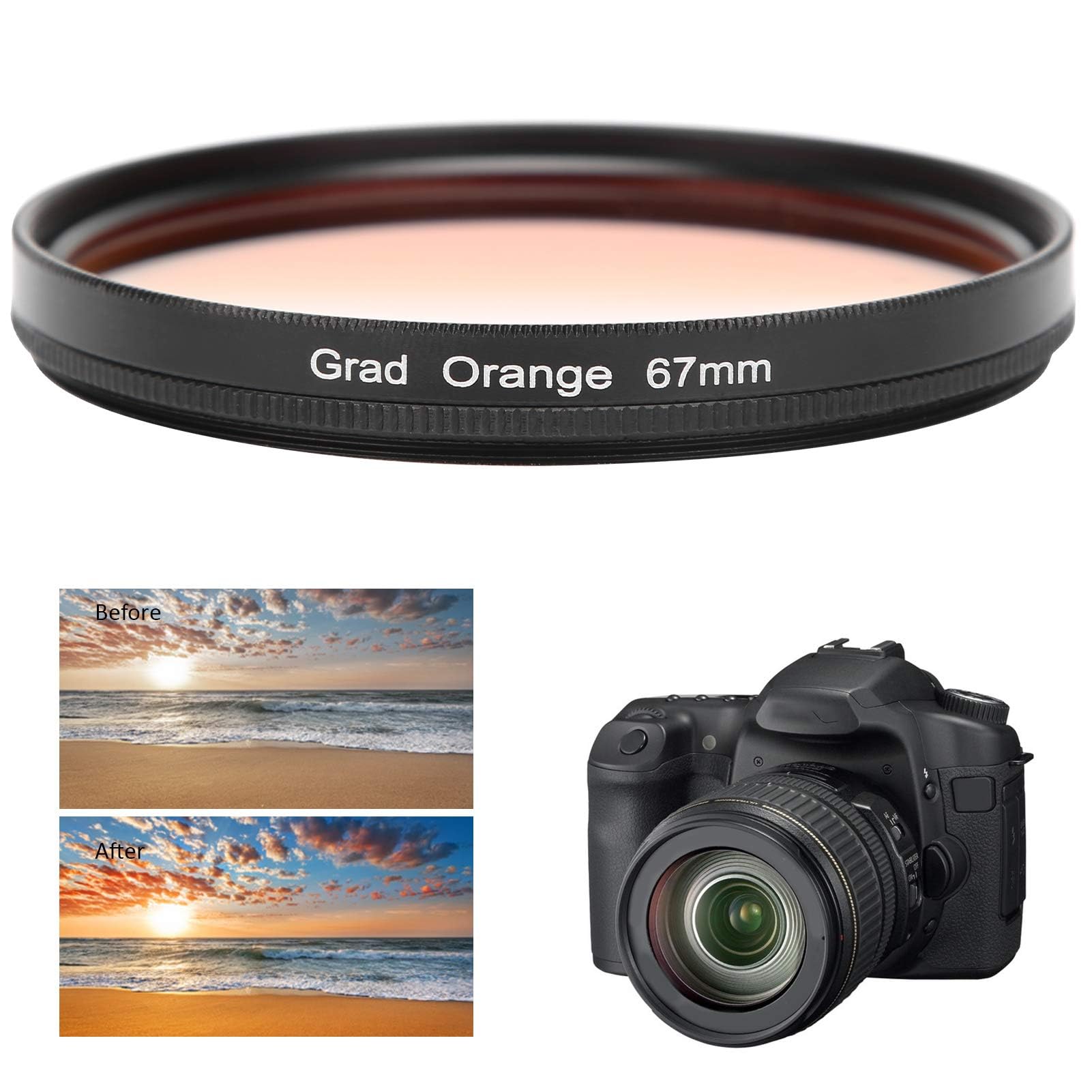 Farbverlaufsfilter in Orange, 67 Mm DSLR-Kameraobjektiv-Verlaufsfilter für Aufnahmen bei Sonnenaufgang bei Sonnenuntergang, Mehrschichtige Nanometer-Beschichtungstechnologie