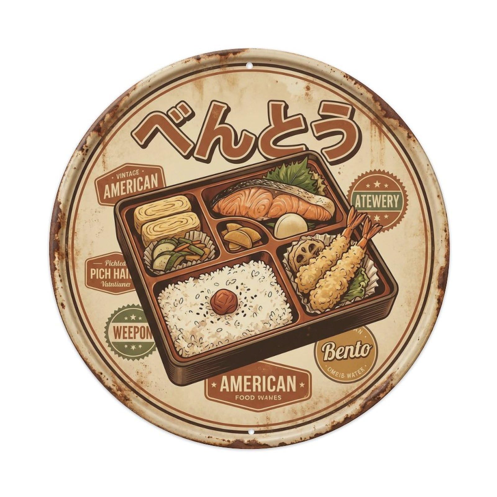 Este 8X8inch Style Lunch Box Bento Japanese Street Food Roadside Diner Metal Tin Sign