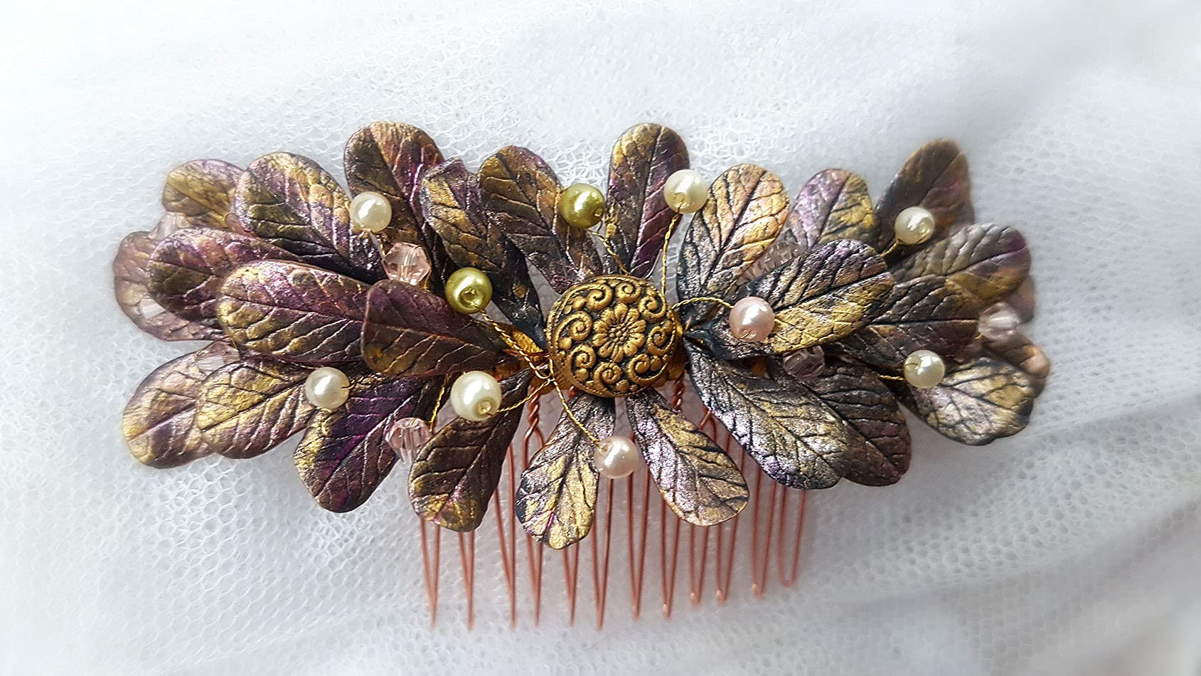 Peineta Sposa Ornamento Fiaba per capelli-Fiori Porcellana porcellana porcellana fredda accessori per capelli-pettine per capelli