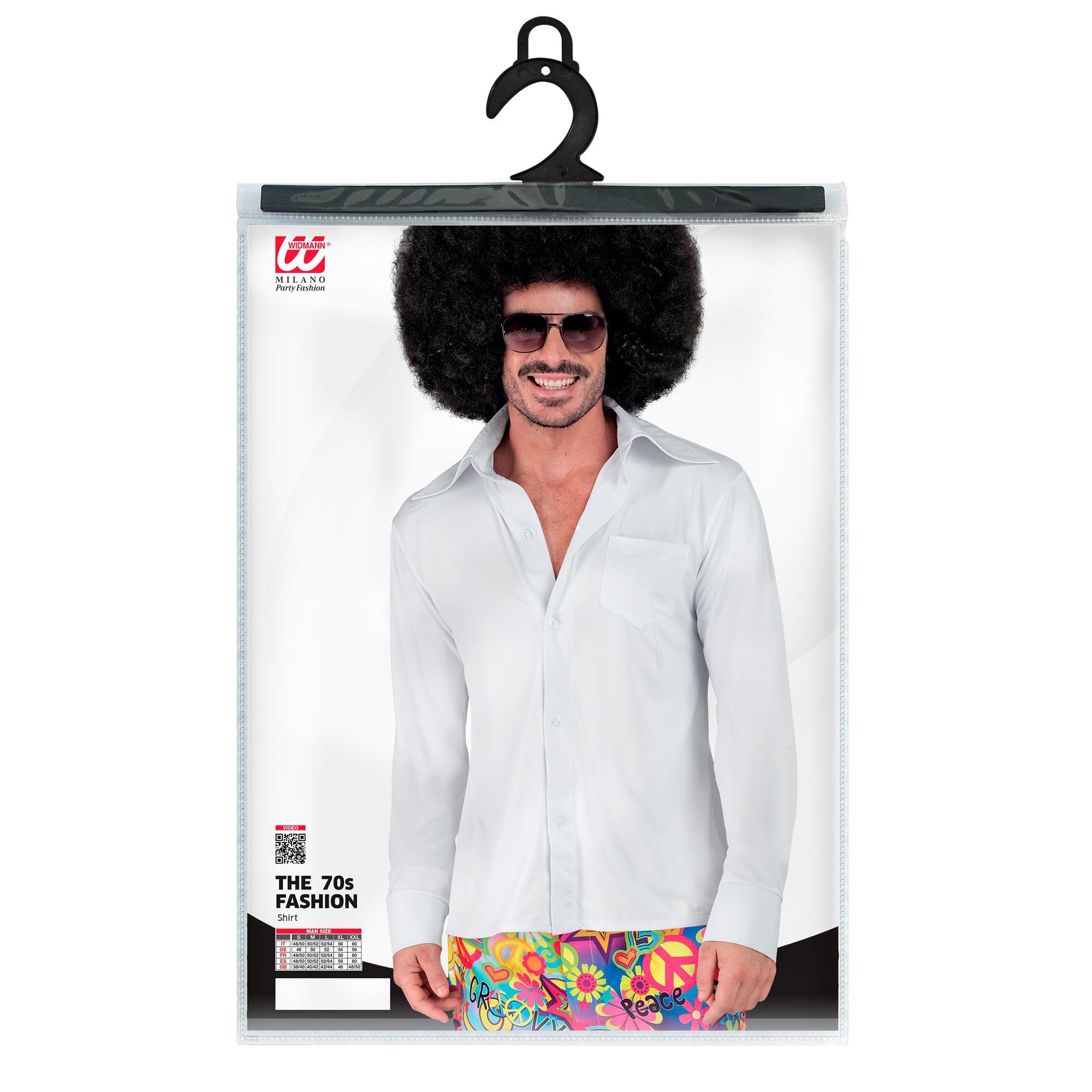 W WIDMANN MILANO Party Fashion - Camisa de los años 70 para Hombre, Disco Fever, Traje de Fiesta, Disfraz de Carnaval