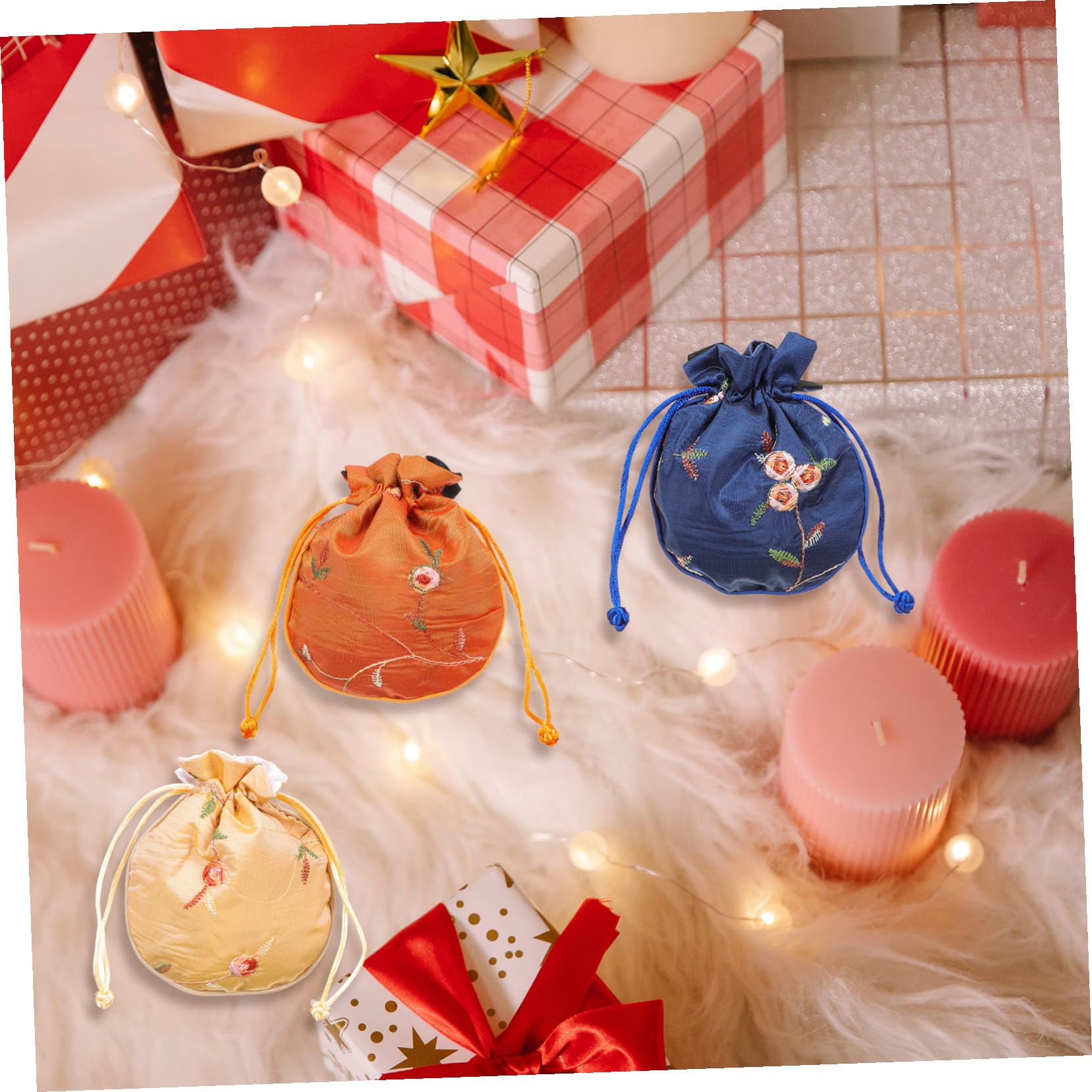 MUCKLILY 12pezzi Sacchetto per Gioielli Ricamo Floreale Sacchetti Regalo Coulisse Retrò per Monete e Piccoli Oggetti come Bomboniera per Piccoli Omaggi