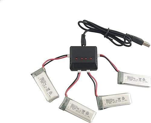Miniatura 4 de sea jump 4 unids 3.7 V 520 mAh batería de litio con 4 en 1 cargador para Hubsan X4 Plus H107P helicóptero control remoto aviones batería de litio