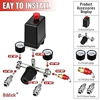 Vista 5 de Interruptor de control de presión del compresor de aire con válvula de control regulador de manómetro,Piezas del compresor de aire del regulador