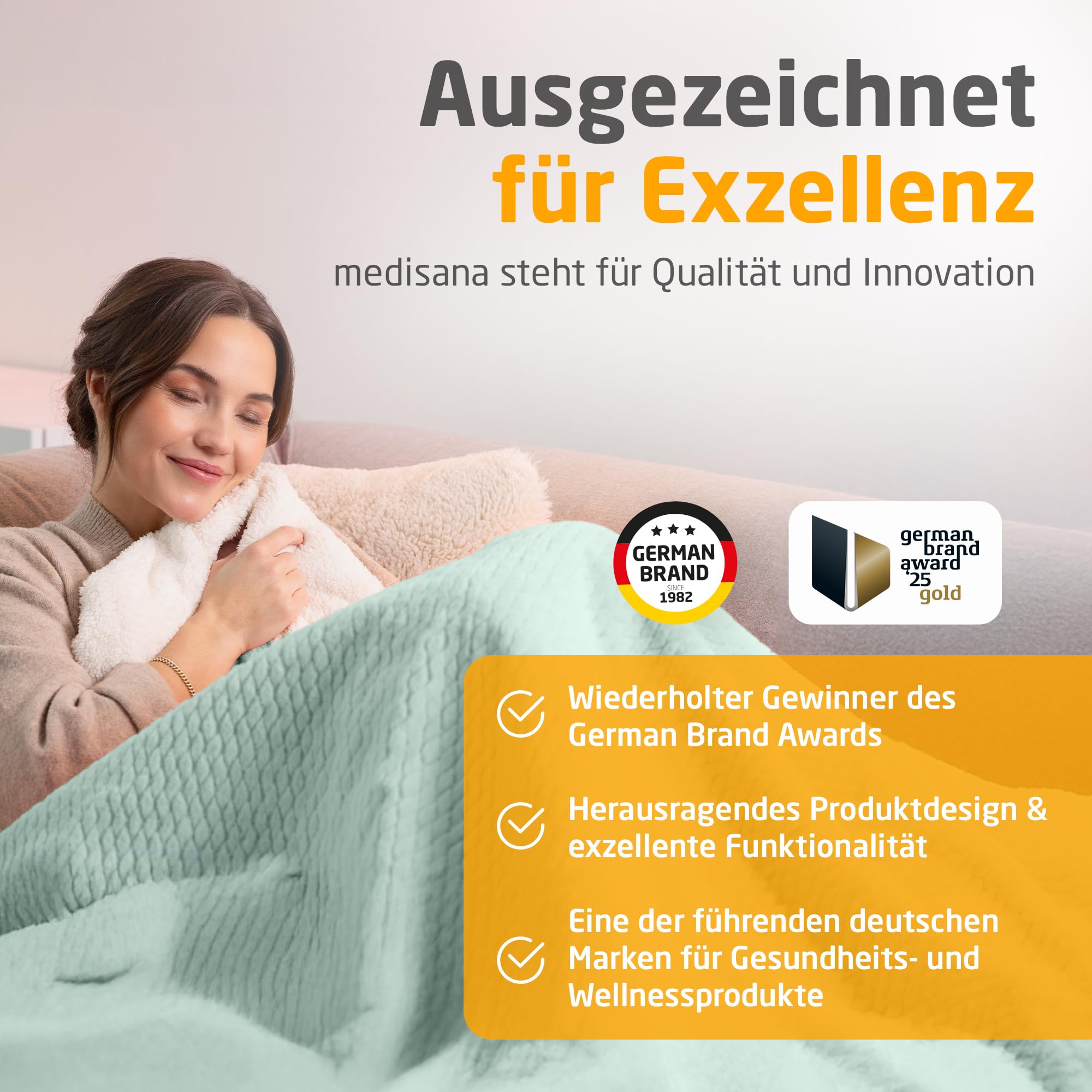 Medisana HB 417 Heizdecke elektrisch, extra kuschelige Wärmedecke mit 9 Temperaturstufen, beheizbare Decke mit Abschaltautomatik und Überhitzungsschutz - samtgrün