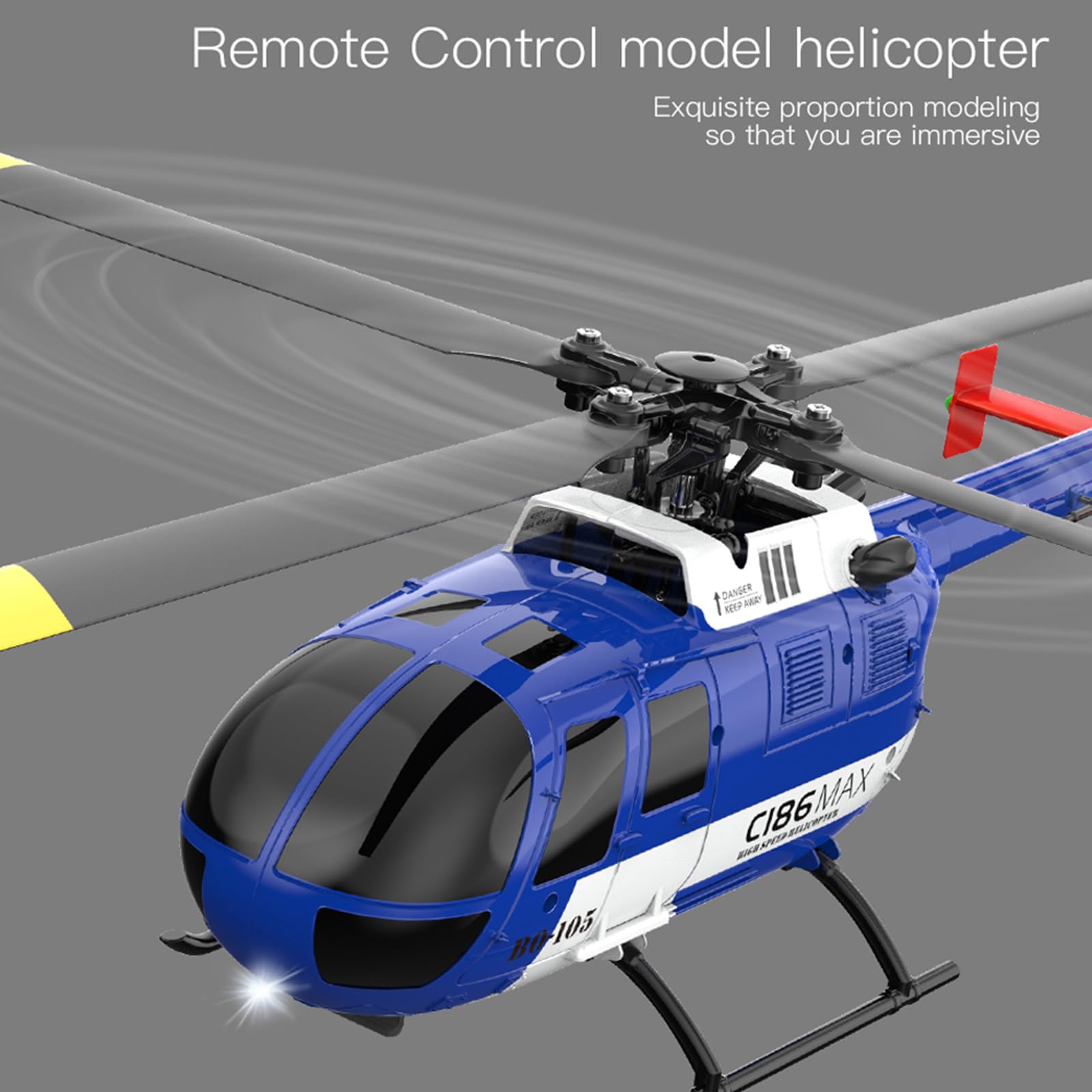 Elicottero radiocomandato 2,4 G RC giroscopio a 6 assi 4 canali, elicottero senza timoni con funzione di posizionamento ottico del flusso allarme a bassa tensione