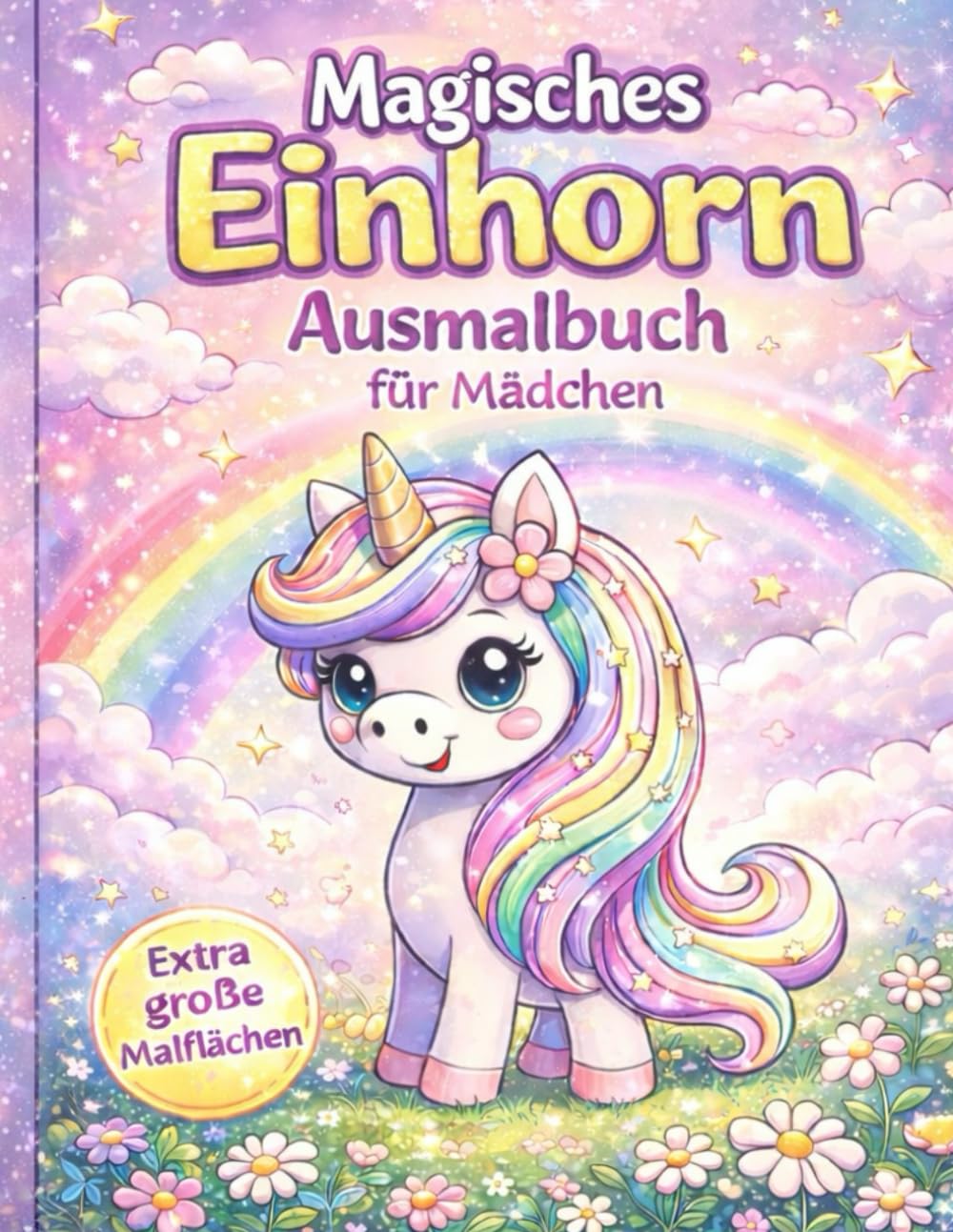 Magisches Einhorn Ausmalbuch für Mädchen: 50 zauberhafte Einhorn-Motive zum Ausmalen | Für Kinder von 4–8 Jahren | Niedliche & einfache Malvorlagen