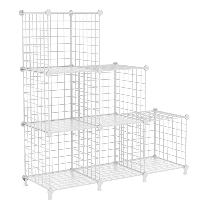 Buy AWTATOS Wire Cube Storage Metal Grids 6 Cubes Bookshelf Bookcase