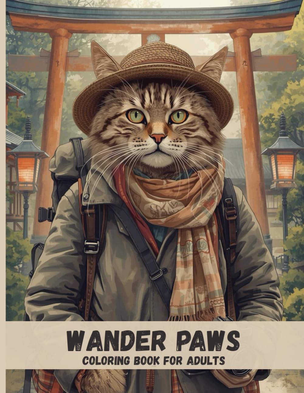 Wander Paws: A Traveling Cat Coloring Book: Relaxing Adult Coloring Pages Inspired by Cozy Asian Streets, Travel Adventures, and Mindful Escapes