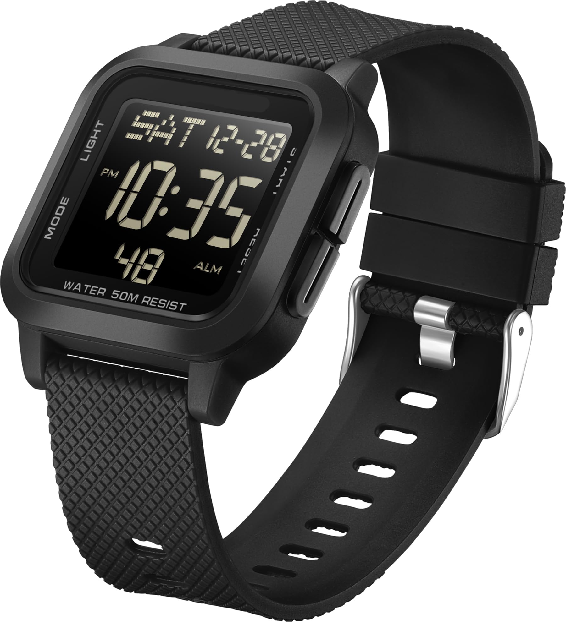 Square Digital Watch Military Watches Waterproof Sport Wristwatch Tactical Casual Simple Minimalist Watches LED Stopwatch Countdown Alarm Wrist Watch for Men Women