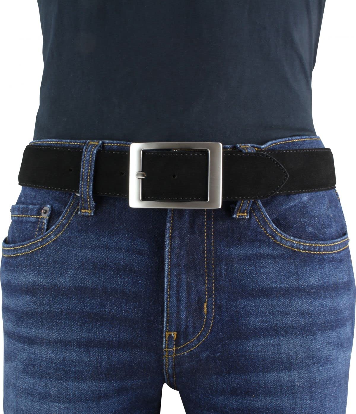 BELTINGER Herren-Gürtel aus Veloursleder mit Doppel-Schnalle 4 cm | Velour-Ledergürtel für Herren 40mm | Wildleder-Gürtel 4cm
