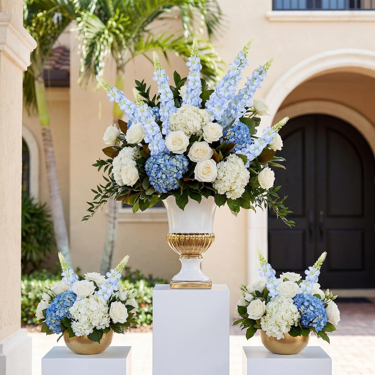 Light Blue Snapdragon Artificial Flowers 3 Bouquets Delphinium Flowers Fake Silk Hyacinth, 21.65” Faux Flowers Bulk for Wedding Floral Arrangements Centerpiece Table Home Decor(Light Blue