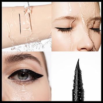 Black Waterproof Liquid Eyeliner, Long-lasting Eye Liner with Ultra-Fine Brush-Tip for Precise Finish, Smudge-Proof Transfer-Resistant Formula, Smooth Glide Micro Angled Liquid Liner Pen