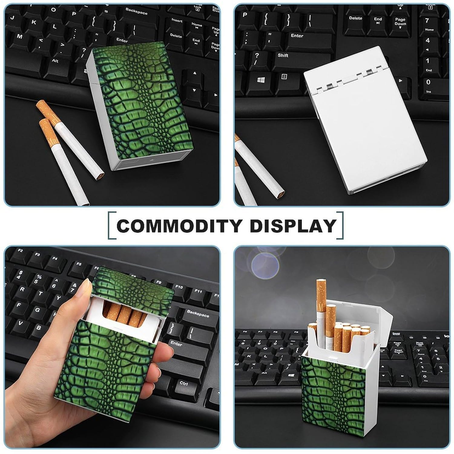 Alligator Skin Cigarette Case for Gift, Flip Smoking Boxes for Men Women, Waterproof Cigarette Holder Case, Portable Cigarette Box for Business, Travel, Outdoor image 5