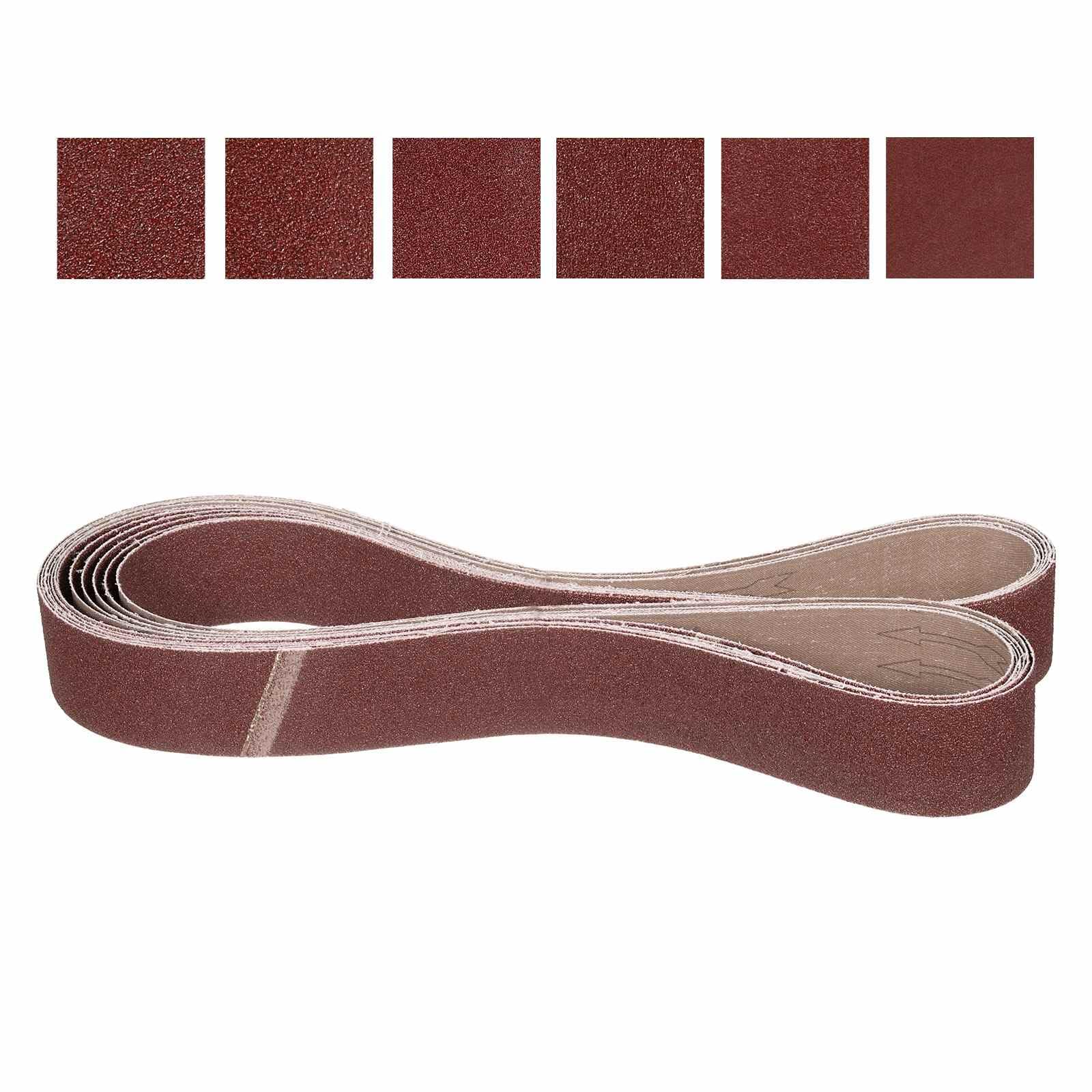 CoCud 50mm x 1829mm Sanding Belt, 6 Pcs 60/80/120/150/240/400 Grit Knife Sharpener Belts Work Sharpening for Belt Sander Knife Carving Tool Metal Working