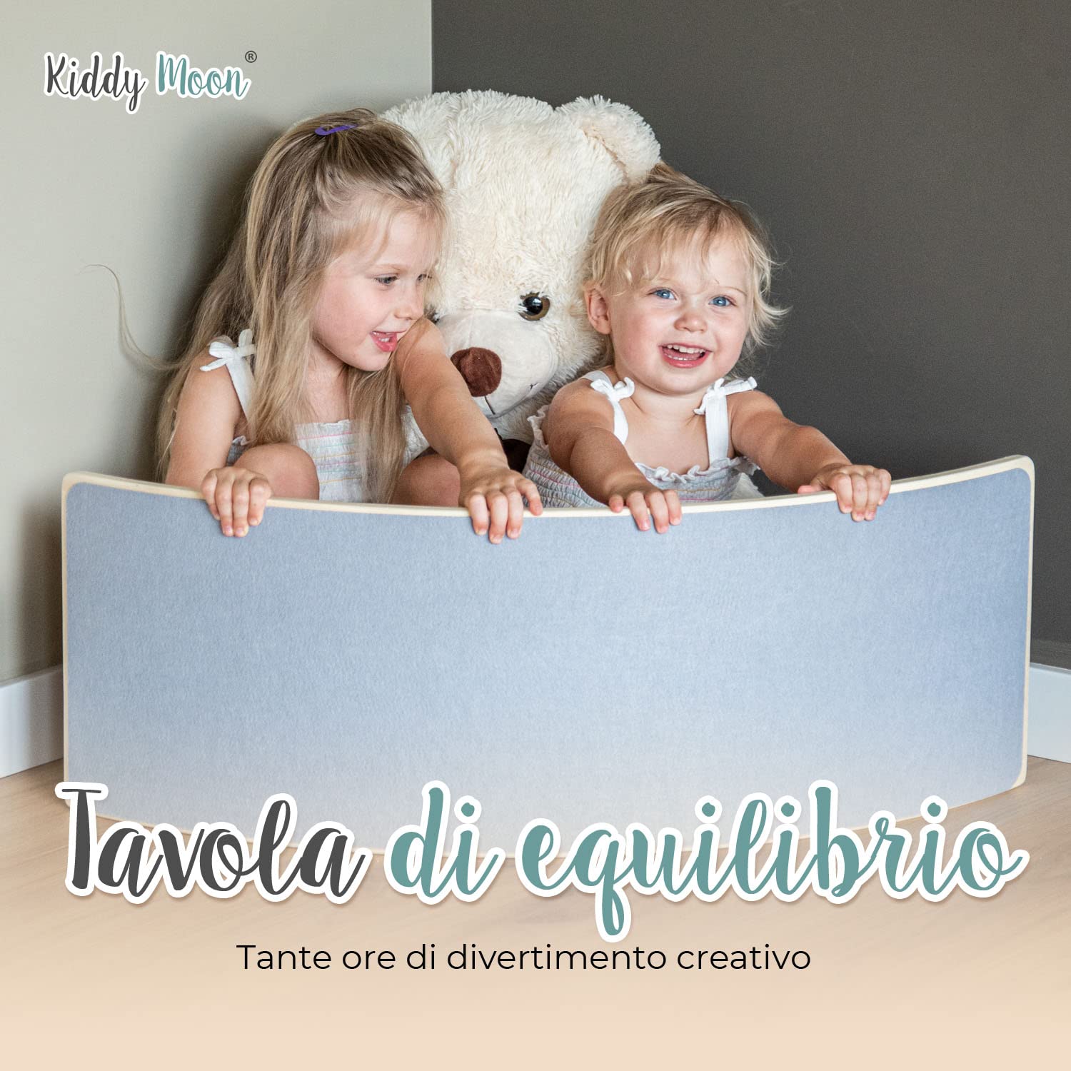 KiddyMoon Tavola Di Equilibrio In Legno Per Bambini Montessori, Rosa