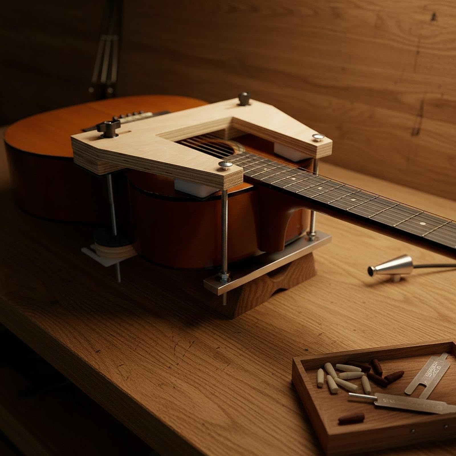 Gitarrenhals Abziehwerkzeug Set, Akustikgitarren Wartungslehre, Einfaches Demontagewerkzeug, Gitarrenbauer Reparaturzubehör, Aluminium, Geeignet für