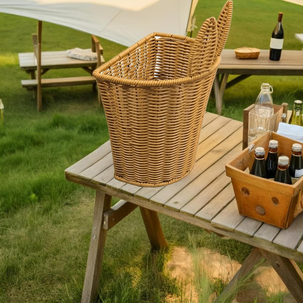 Zaino da picnic multiuso in vimini sintetico di rattan con tracolla per riporre oggetti all'aperto 20x20x15 cm dotato di robusto