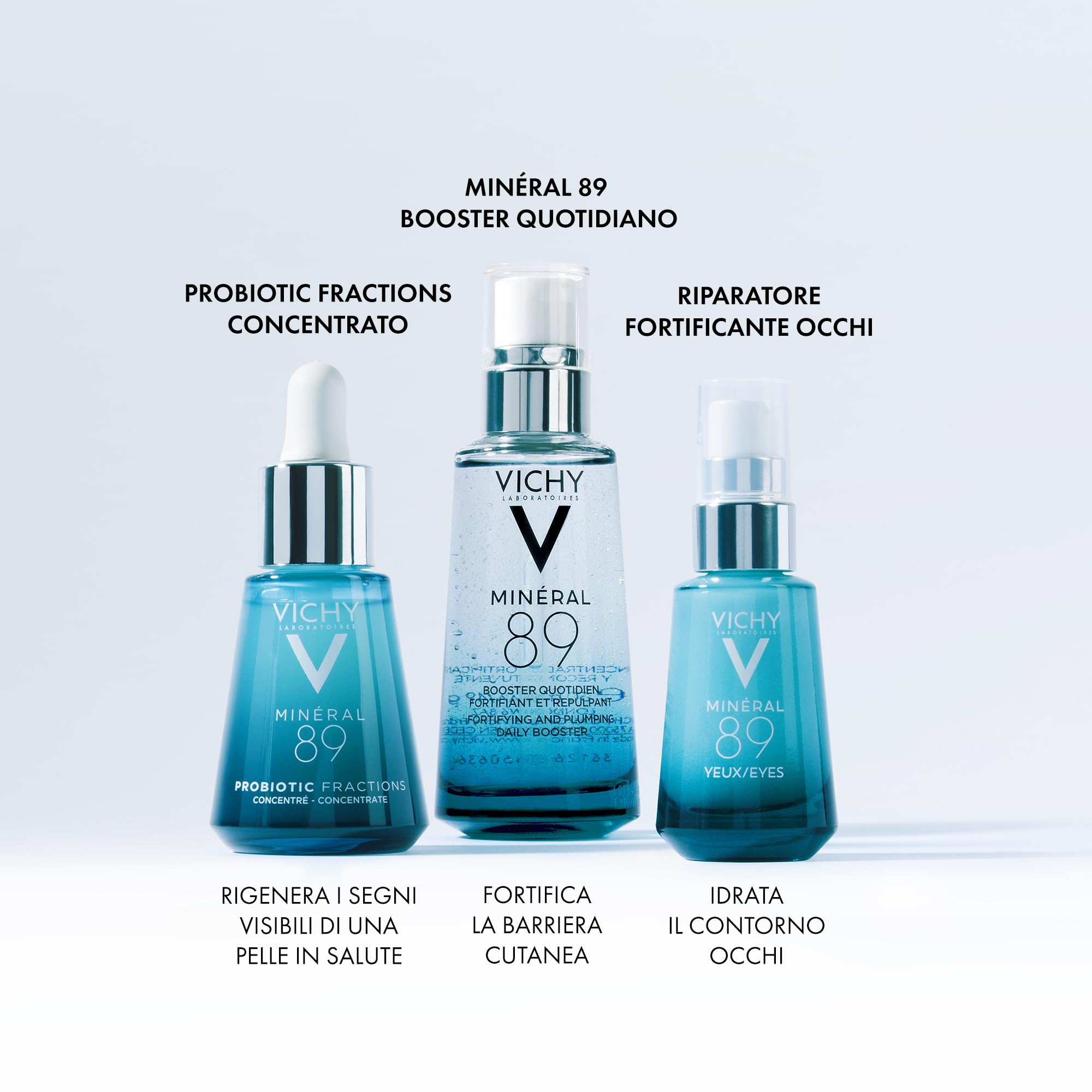 Vichy Minéral 89, Gel Occhi Fortificante, Per Tutti i Tipi di Pelle, 8H di Idratazione, Riduce Borse, Occhiaie e Linee Sottili, Con Caffeina, Acido Ialuronico e Acqua Vulcanica, 15 ml