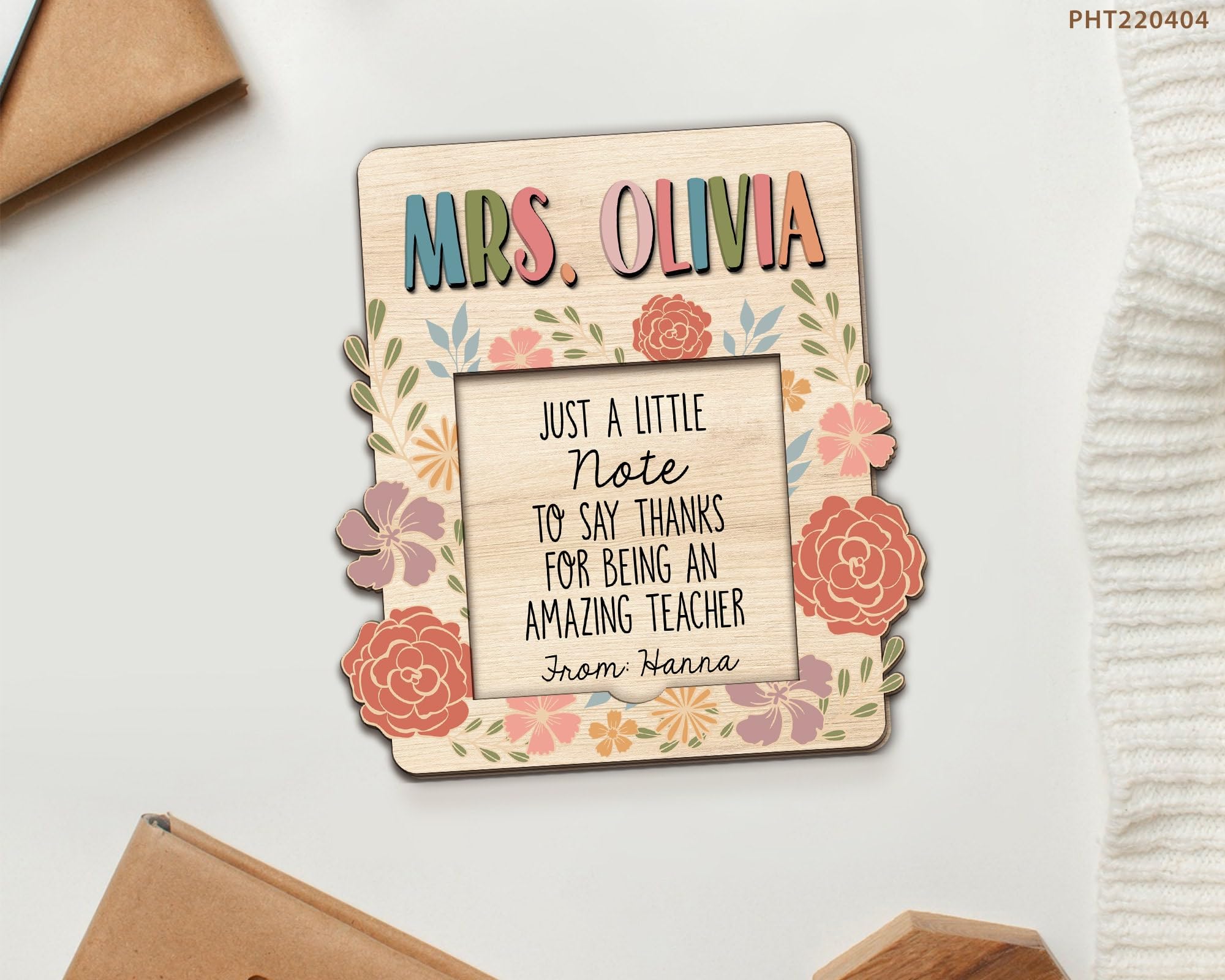 Custom Teacher Sticky Note Holder - Personalized Note Pad Stand for Teacher Appreciation Week, End of Year Gift from Students, Classroom Desk Accessory