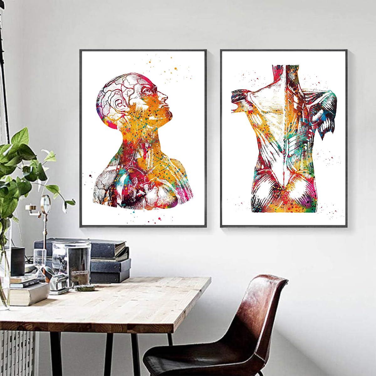 KXHHYB Póster de anatomía juego de 3, corazón cerebro humano anatomía póster hospital clínica arte de pared póster medicina pared cuadros sin marco (B, 40 x 60 cm**3)