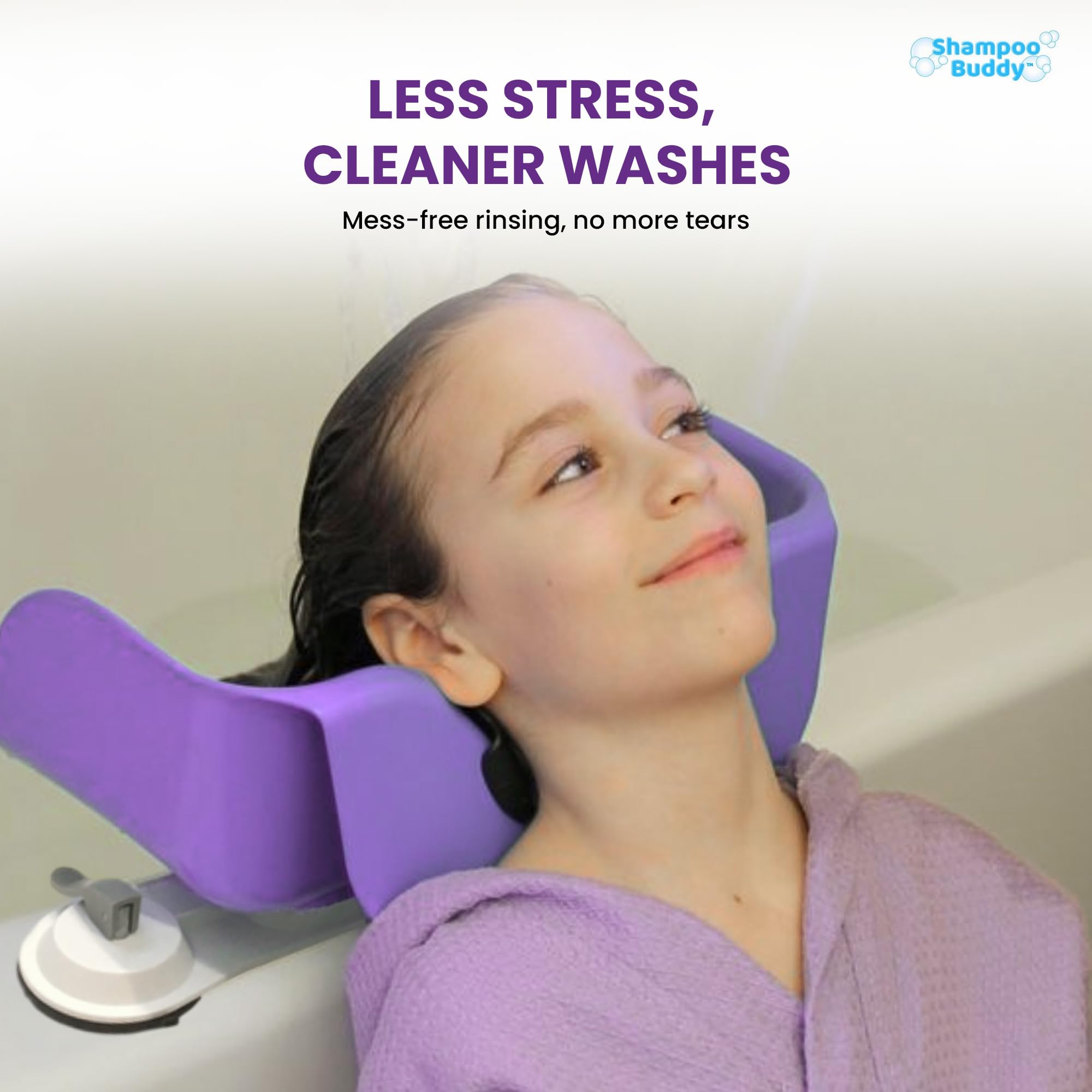 Shampoo Buddy Tragbares Haarwaschbecken für Kinder, Kleinkinder, Kinder, Teens | Shampoo-Schüssel für Badewanne oder Waschbecken | Haarwaschbecken | Reißfreier Spüler für Kinder (Violett)