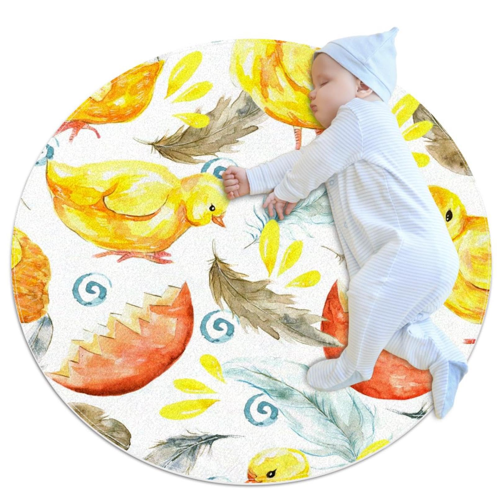 Tapis de salle de bain antidérapant rond de 1m motif camomille