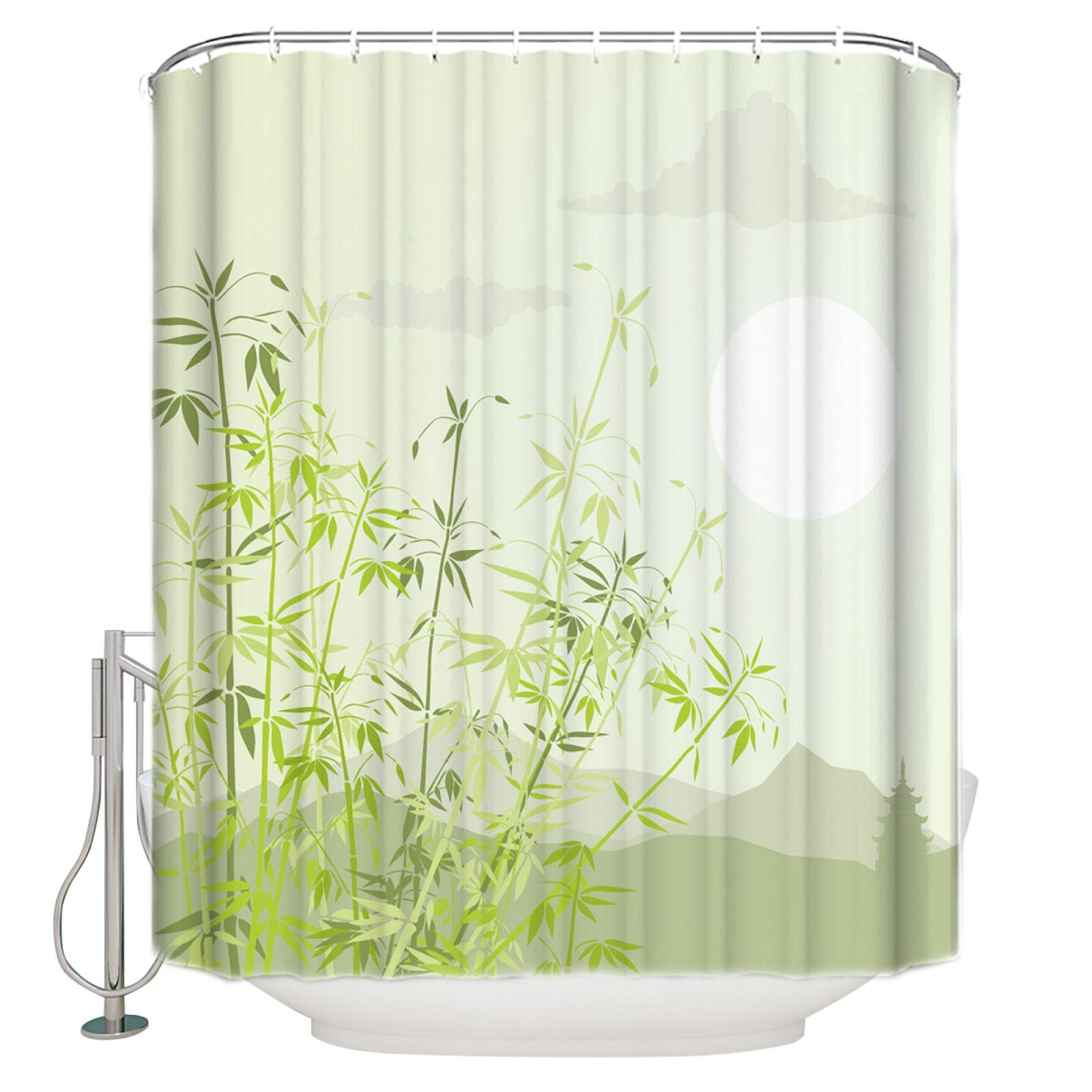 Duschvorhang Bambus Optik Grn - Wasserdicht, Anti-Schimmel,  Maschinenwaschbar 145x190cm Wasserdichter Duschvorhang Polyester