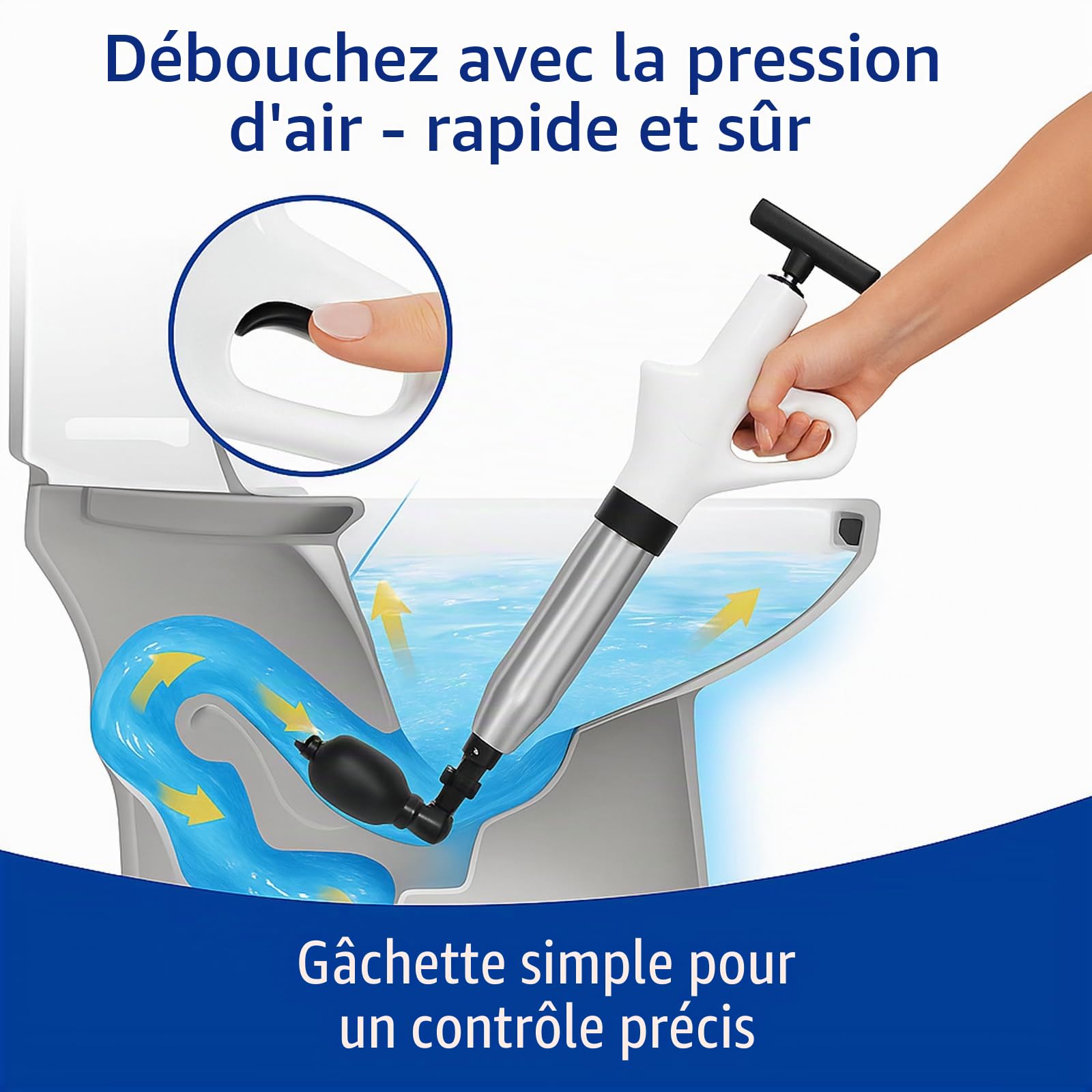 Deboucheur à Pompe Comprimé –Ventouse Deboucheur WC pour Toilettes