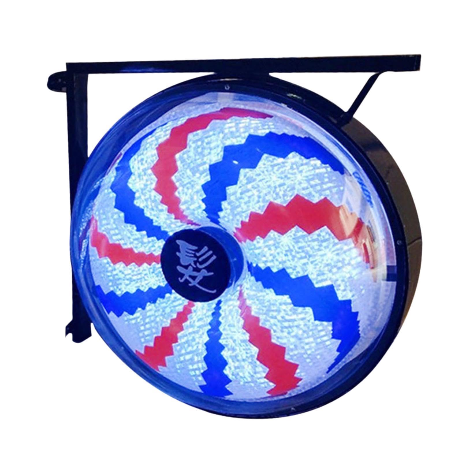 predolo Round Barber Pole Light Novelty Colorful Barber Shop Sign LED Indoor Outdoor