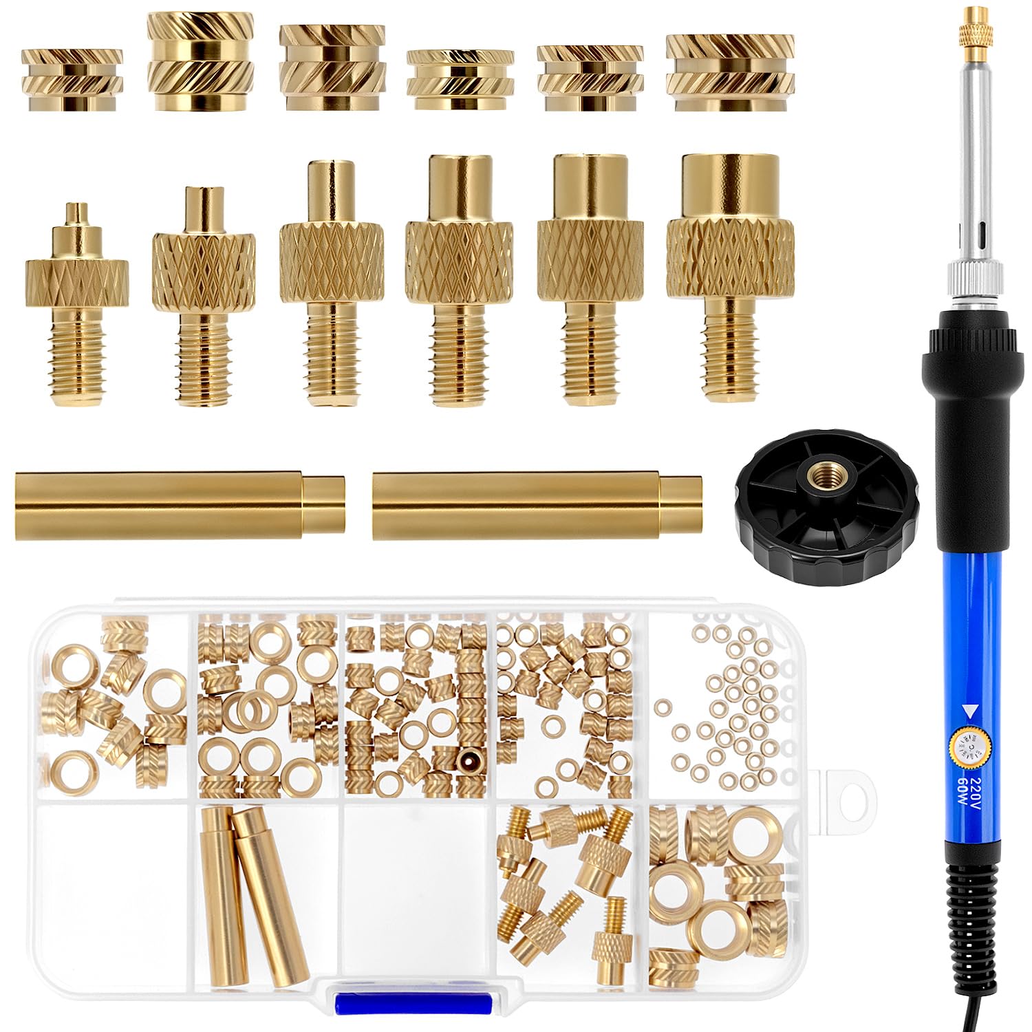 AOBOPLE Kit Saldatore 80W Con 130 Inserti Filettati M2-M8 E 6 Punte – Per Stampa 3D E Plastica
