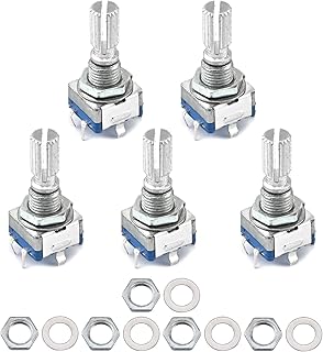 Bettomshin 360 Degree Rotary Encoder Code Switch Digital Potentiometer Ec11 7 Pins 20Mm Shaft 5Pcs