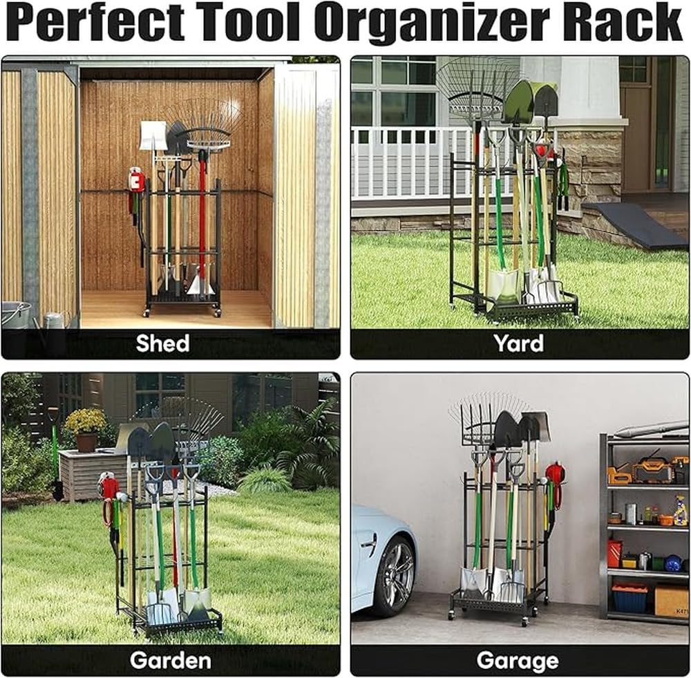 Robusto Organizer per Attrezzi da Giardino con 30 Slot e 9 Ganci