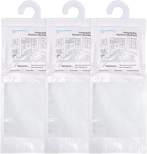 Miniatura 40 de Paquete de 12 bolsas colgantes para absorber la humedad, paquetes absorbentes de humedad con 6 ganchos reutilizables, paquetes de humedad, paquetes