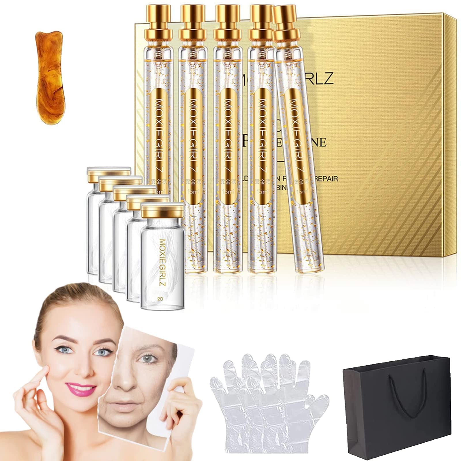 Hilos Tensores Para El Rostro - Hilos de Colageno para la Cara,Hilos Tensores para el Rostro Invisibles,Beaute Protein Thread Lifting Set, Proform Korean Soluble Protein Thread,Face Serum (1Set+5Pcs)