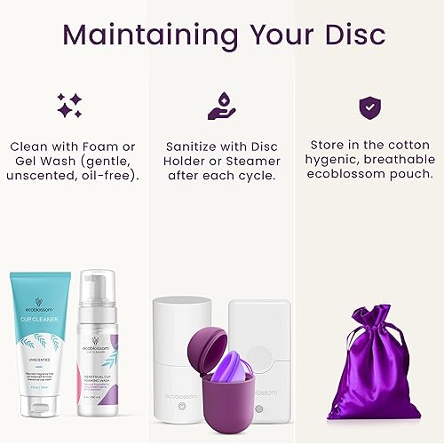 Miniatura 7 de Ecoblossom Disco menstrual reutilizable, copa menstrual, disco suave para mujer, diseñado con taza de período de silicona flexible de grado médico