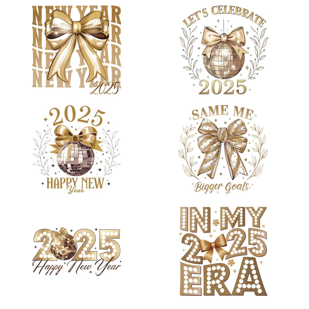 New Year 2025 Iron Transfer Patch Heat Transfer Sticker Vinyl Design Iron Applique T-Shirt Clothing DIY Craft Applique Clothing Decoration (P1)