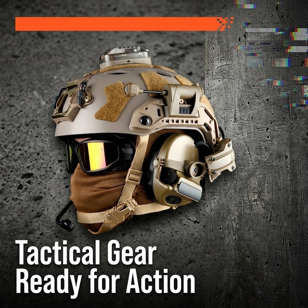 Taktisches Helm-Set, Dual-Lichter, Schutzbrille, Headset und Maske | Komplettes verstellbares Helmset, Doppellichter, Schutzbrille, Headset und Gesichtsmaske