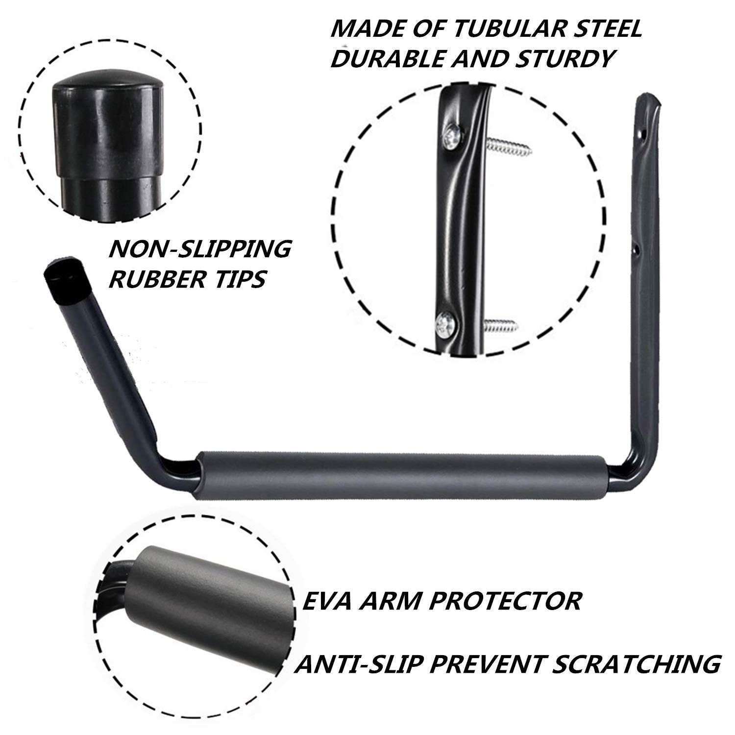 MENG ZHI AO 4 Pcs Large Heavy Duty Kayak Storage Utility Rack Hooks with Jumbo Arm Wall Mount Garage Storage Hanger Organizer for Garage Canoe Chair Paddle Board Surfboard Ladder Garden Hose