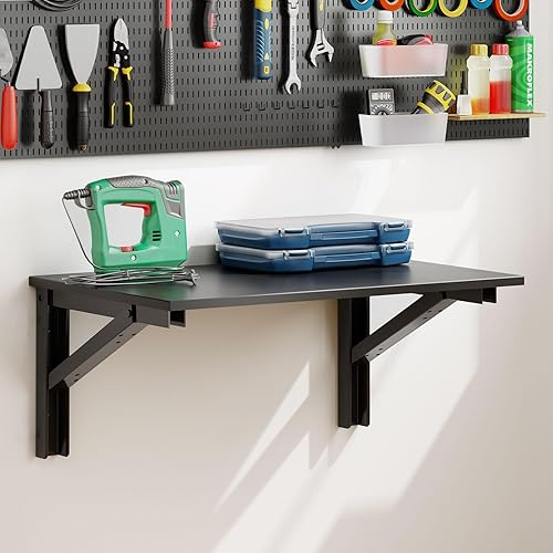 Miniatura 6 de Need Banco de trabajo pequeño plegable para montar en la pared, resistente, pequeño, plegable, longitud de 47.2 pulgadas de ancho, 20 pulgadas,