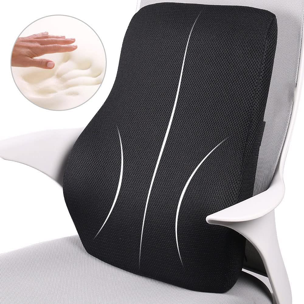 Almohada de apoyo lumbar, cojín de respaldo de espuma viscoelástica, cojín de cintura de respaldo con hebilla de seguridad y cremallera conveniente, for silla de oficina, silla ejecutiva, asiento de a