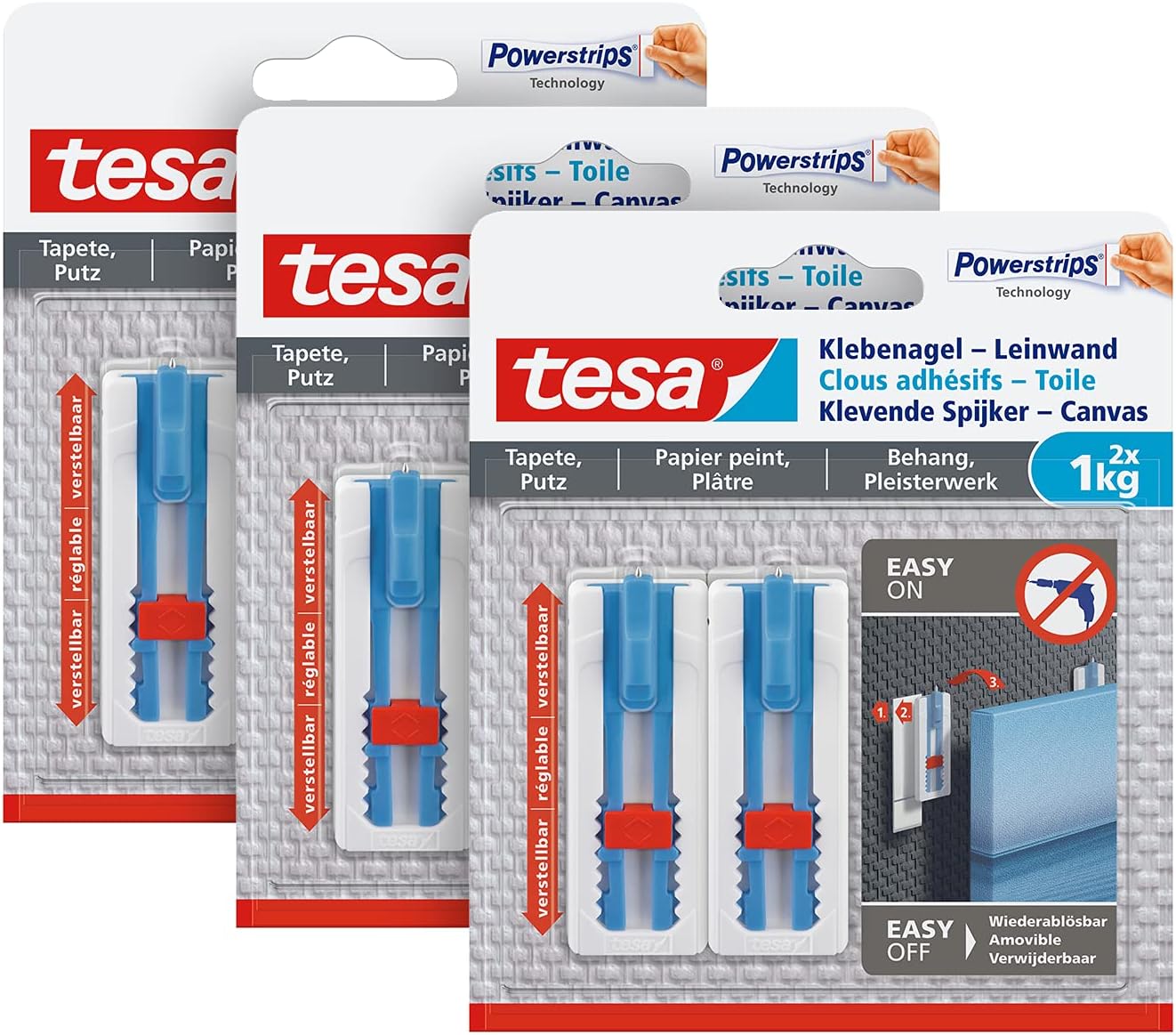 Tesa Clou Adhésif Ajustable pour Papier Peint & Plâtre 1kg