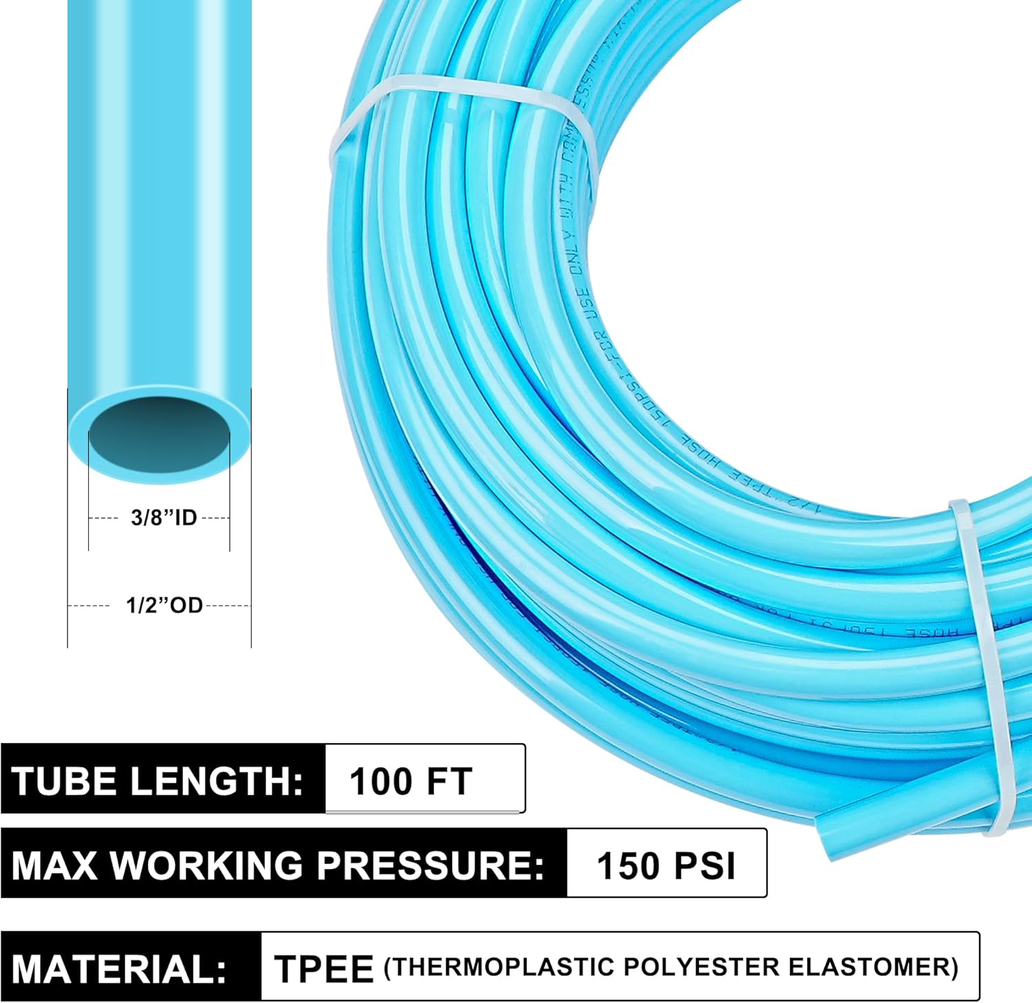 1/2″OD Compressed Air Piping System and Shop Air Line Kit with 100ft TPEE Tubing 3/8″ID, 27-Piece Air Push to Connect Kit
