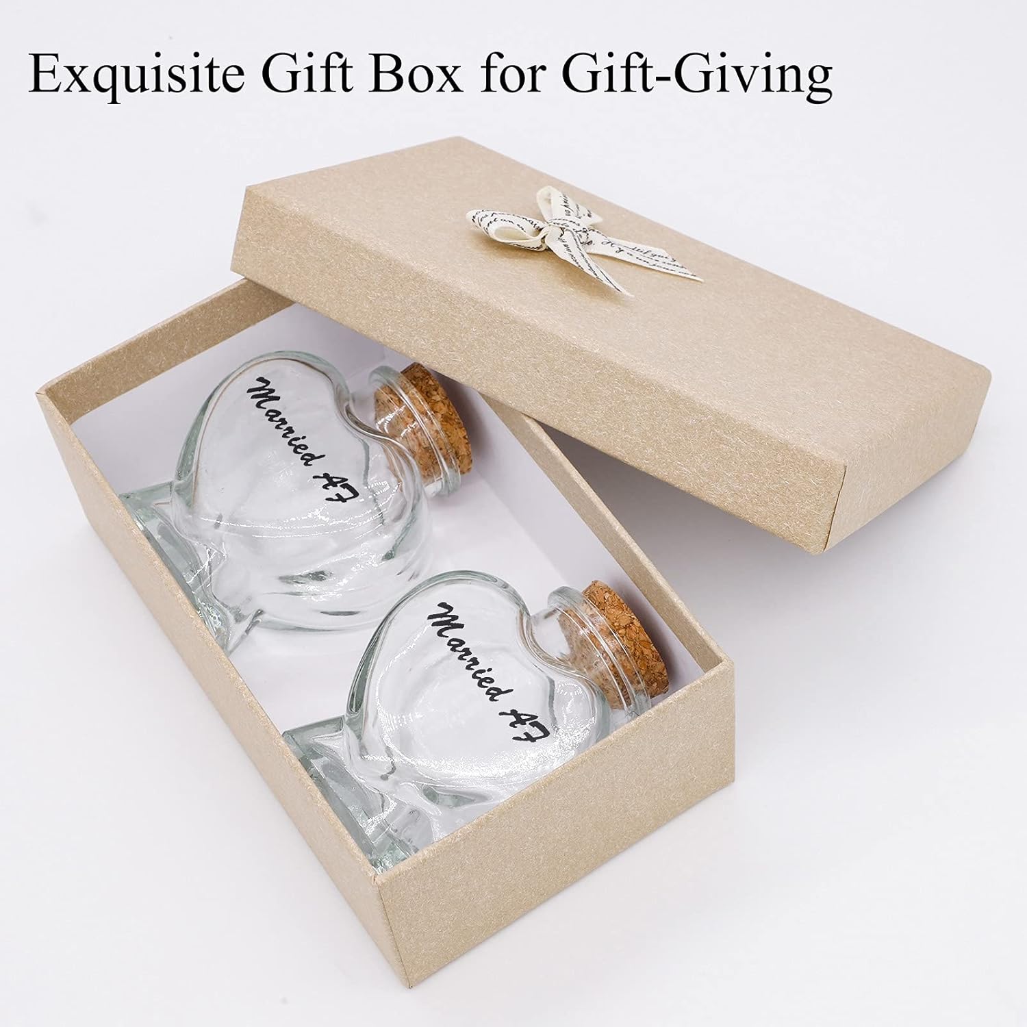 LUCKYBUNNY 2PCS Married AF Sand Keepsake Jar, Romantic Heart Shaped Sand Bottle Souvenir Wedding Gifts Bridal Shower Gifts Engagement Gifts for Newlyweds Couple : Home & Kitchen