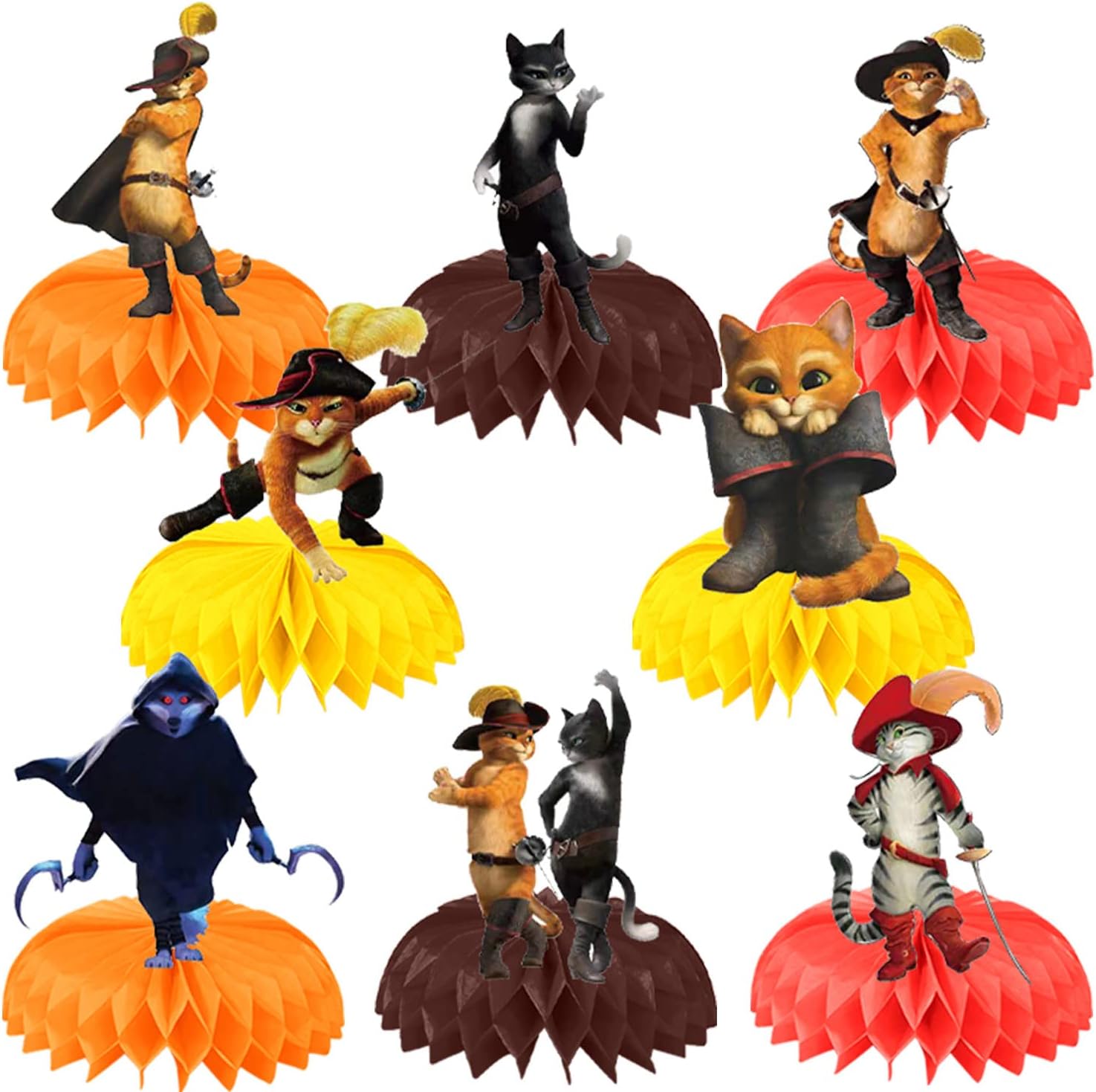 8Pcs Puss in Boots 2 Decorations Centerpieces, Puss in Boots Party